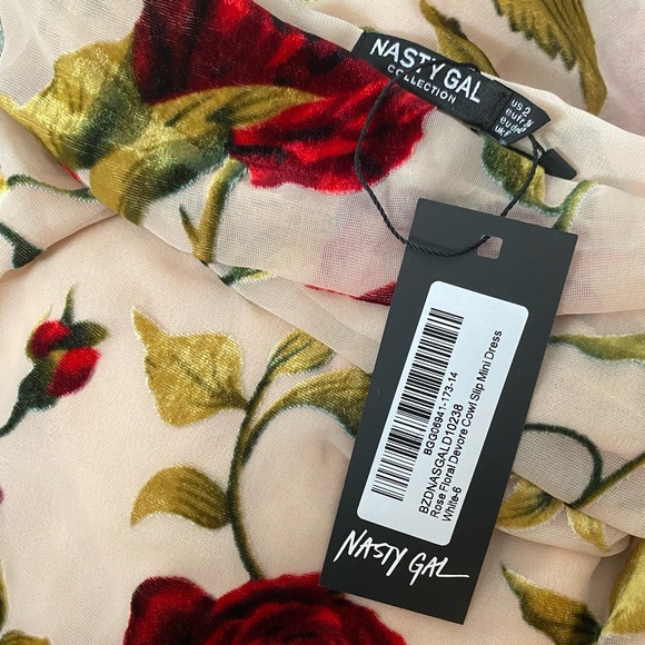 Nasty Gal Rose Floral Devore Cowl Slip Mini Dress - Picture 6 of 6